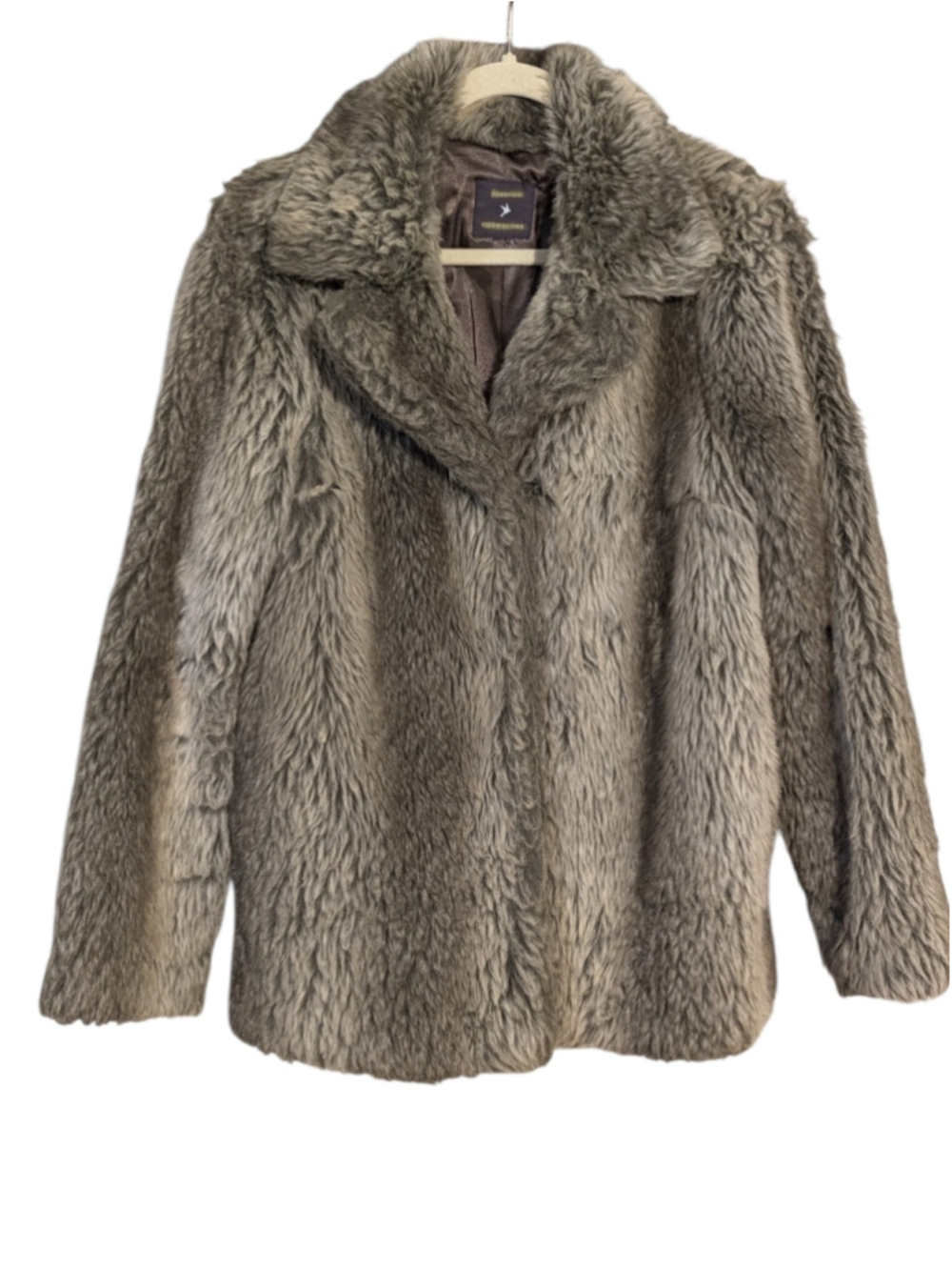Forever 21 Faux Fur Teddy Jacket Medium Brown Grey